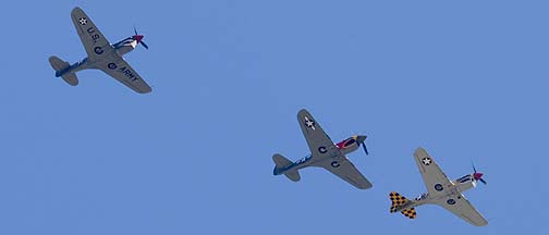 Curtiss P-40N Warhawk NL85104, P-40N Warhawk NL1195N, and P-40E Warhawk NX940AK